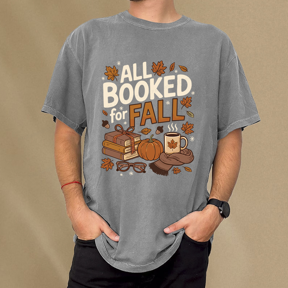 Pagewings All Booked For Fall Unisex Washed T-shirt