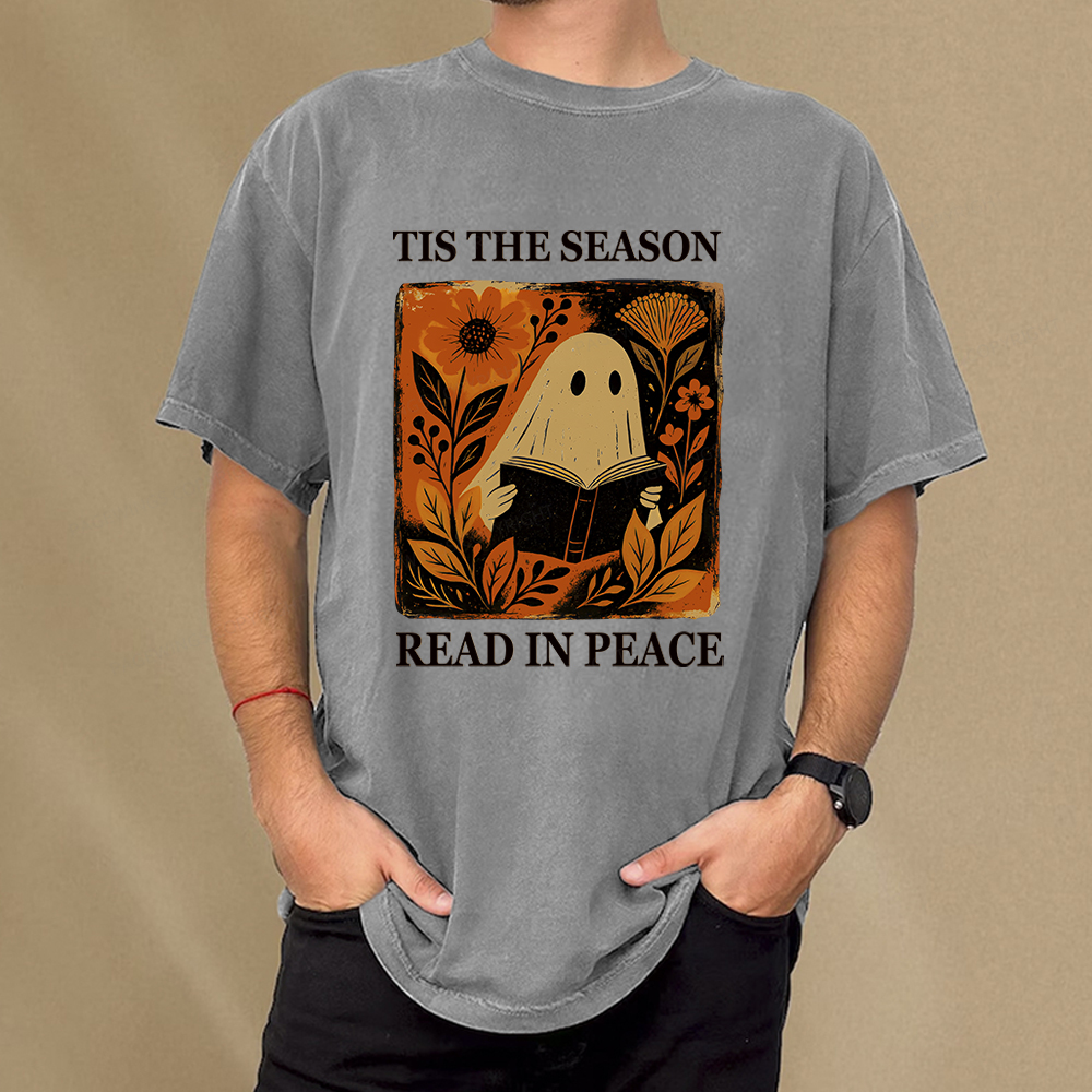 Pagewings Tis The Season Read In Peace Unisex Washed T-shirt