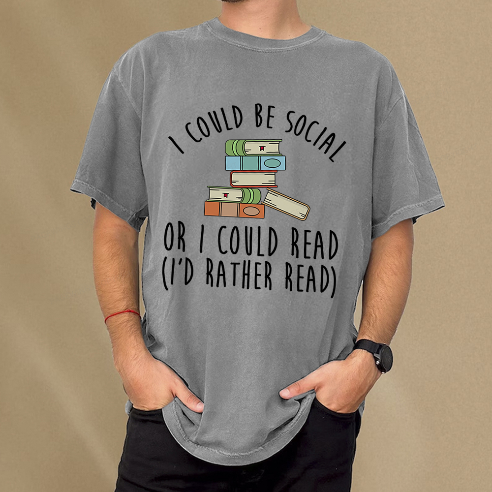 PagewingsI Could Be Social Or I Could Read Unisex Washed T-shirt