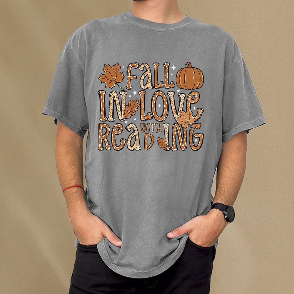 Pagewings Fall In Love With Reading Unisex Washed T-shirt