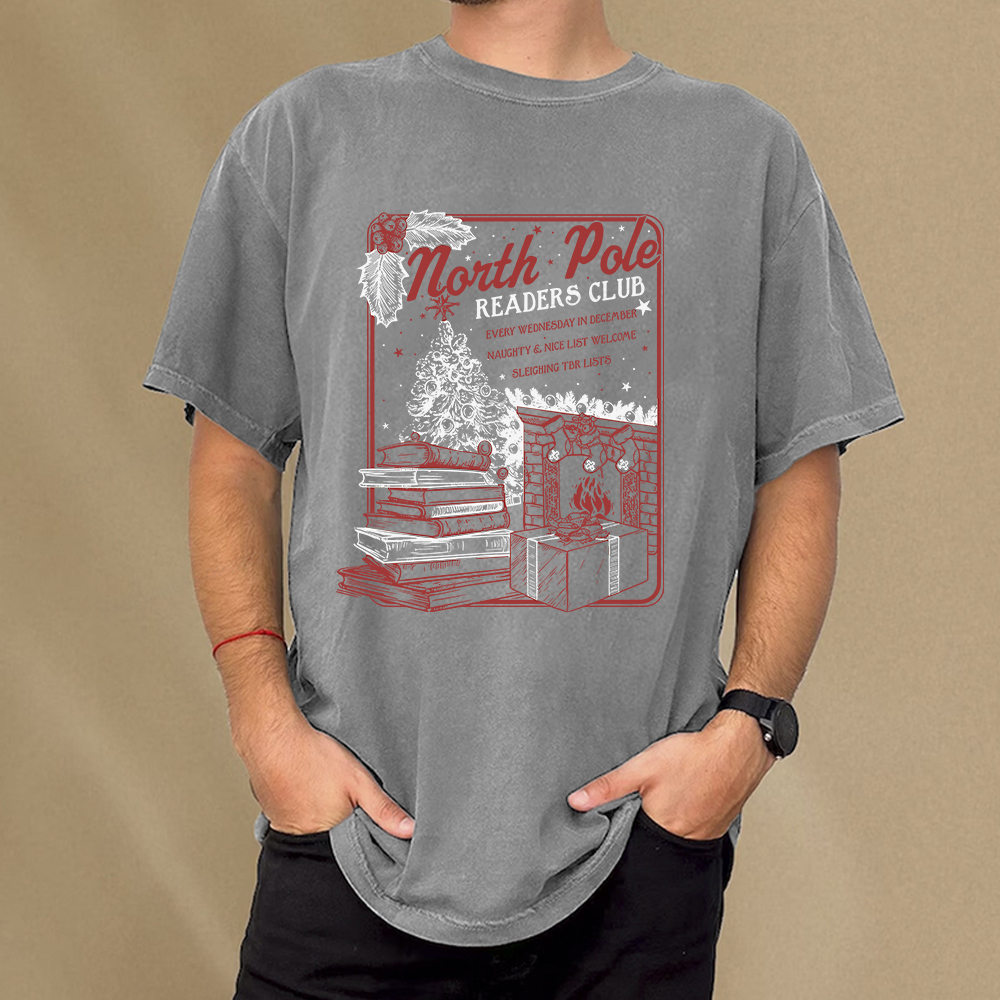 Pagewings Bookish Christmas Unisex Washed T-shirt