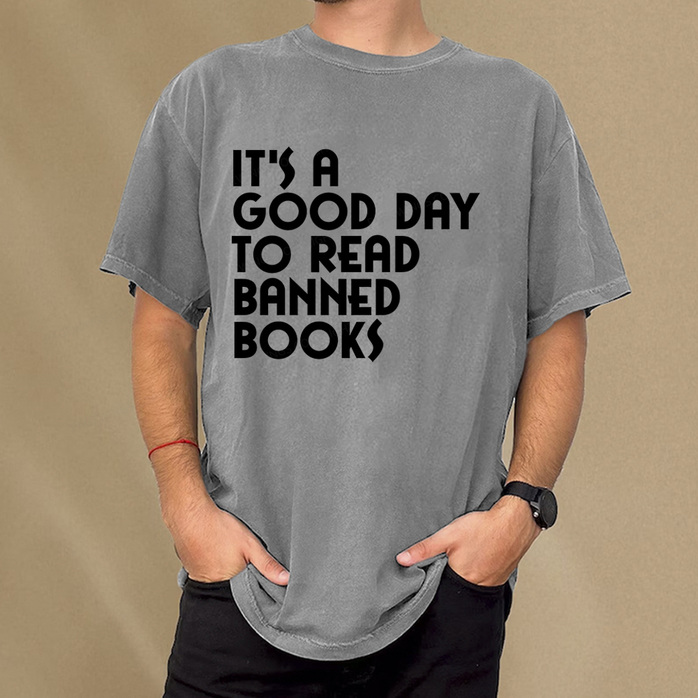 Pagewings It's A Good Day To Read Banned Books Unisex Washed T-shirt