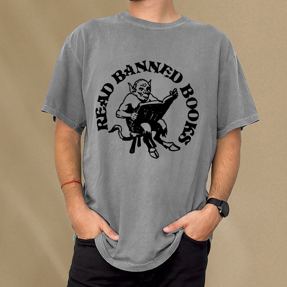 Pagewings Read Banned Books Unisex Washed T-shirt