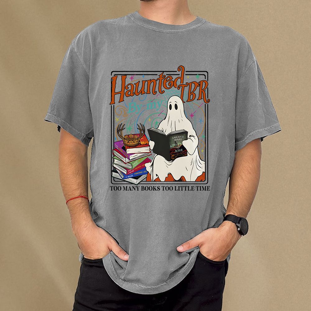 Pagewings Haunted By My TBR Unisex Washed T-shirt