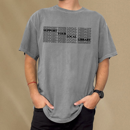 Pagewings Support your local library Unisex Washed T-shirt
