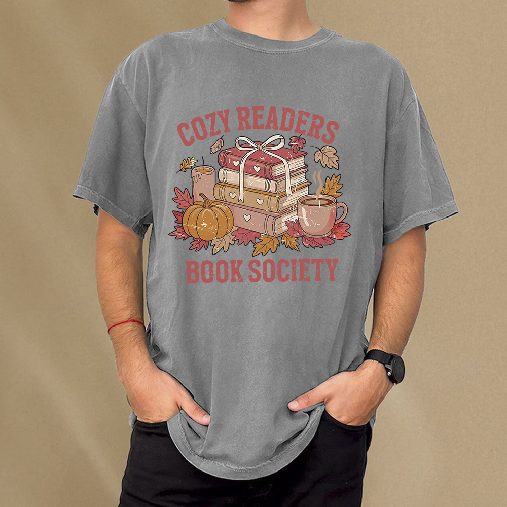 Pagewings Cozy Readers Book Society Unisex Washed T-shirt