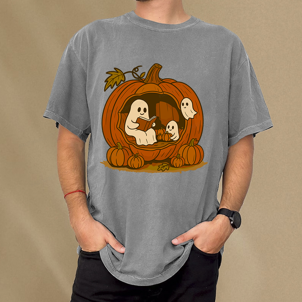 Pagewings Pumpkin Reading Nook Unisex Washed T-shirt