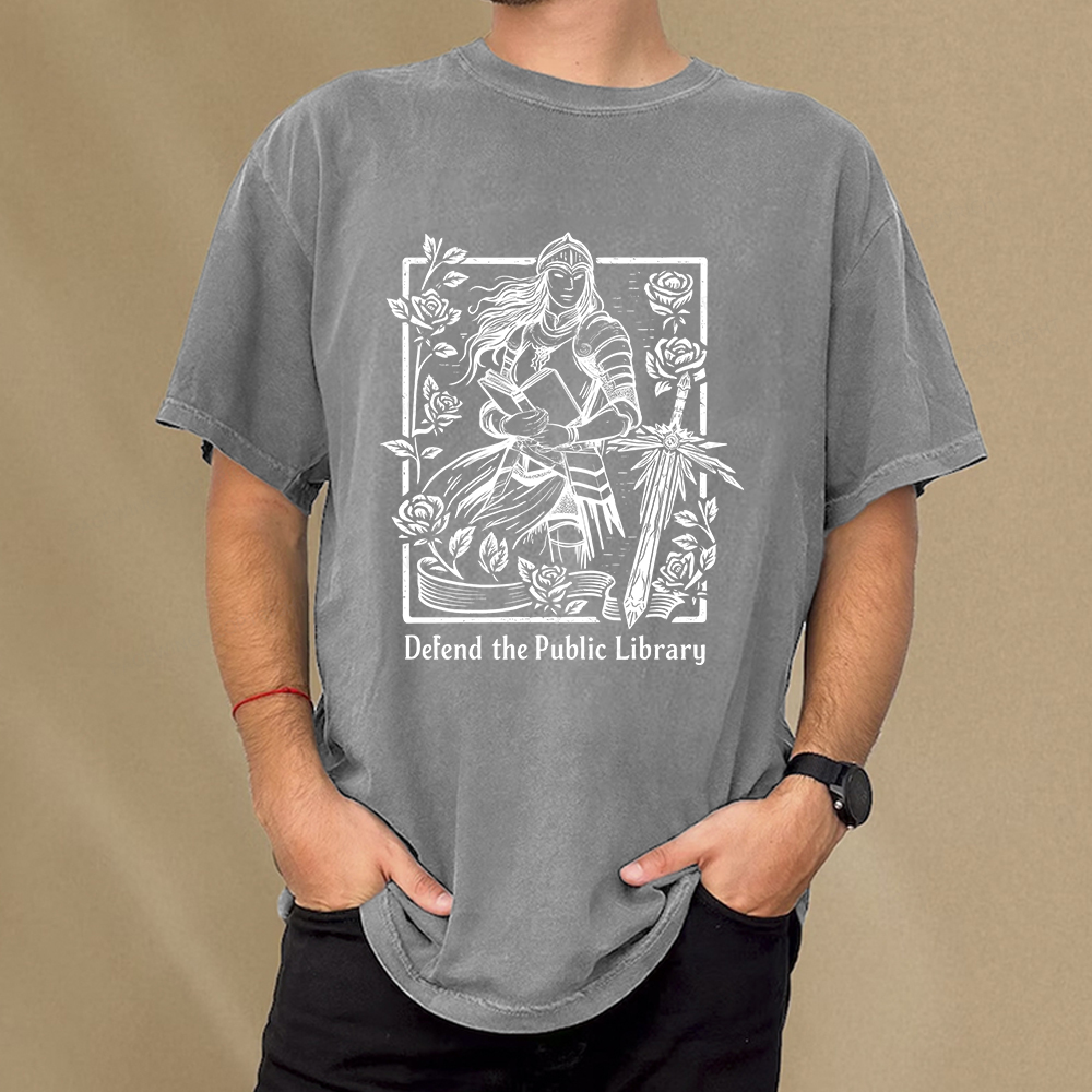 Pagewings Defend The Public Library Unisex Washed T-shirt