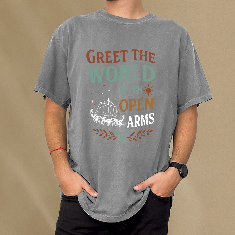 Pagewings Greet the World With Open Arms Unisex Washed T-shirt