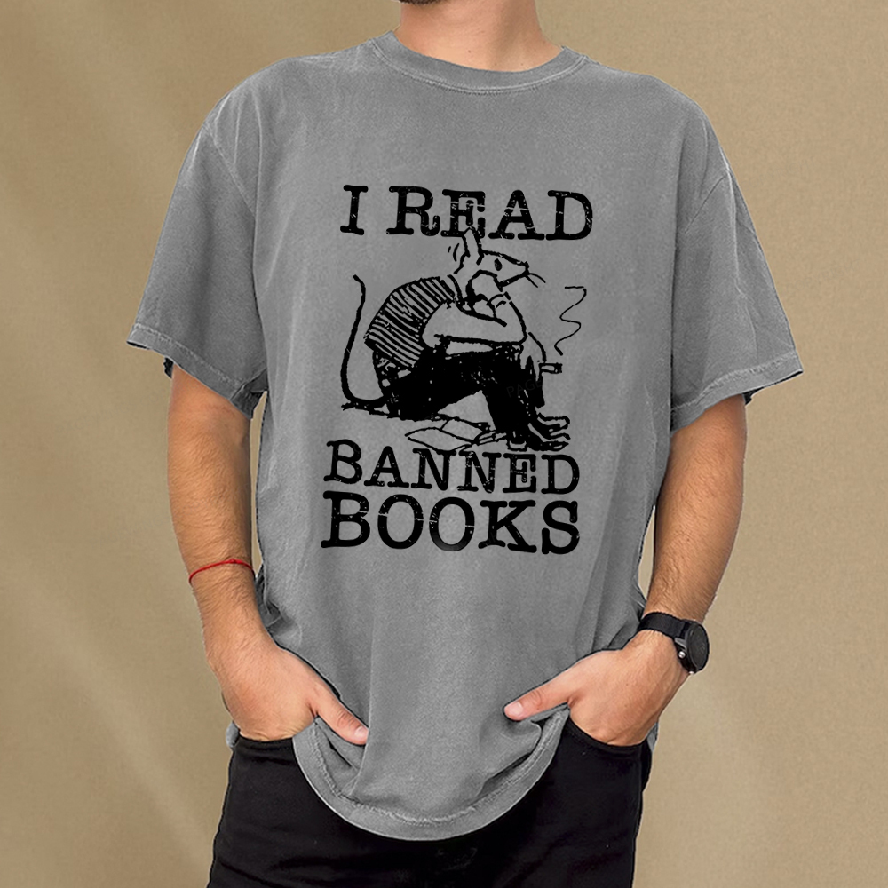 Pagewings I Read Banned Books T Shirt Unisex Washed T-shirt
