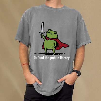 Pagewings Defend The Public Library Unisex Washed T-shirt