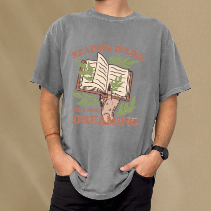 Pagewings Reading is like Dreaming  Unisex Washed T-shirt