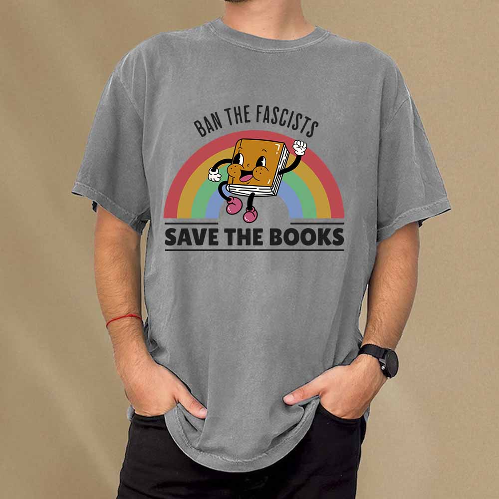 Pagewings Ban The Fascists Save The Books Shirt Unisex Washed T-shirt