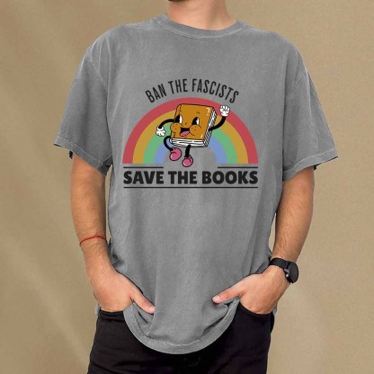 Pagewings Ban The Fascists Save The Books Shirt Unisex Washed T-shirt