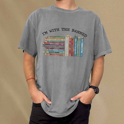 Pagewings I'm With The Banned Books Shirt Unisex Washed T-shirt