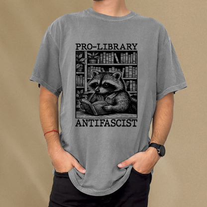 Pagewings Pro Library Antifascist Unisex Washed T-shirt