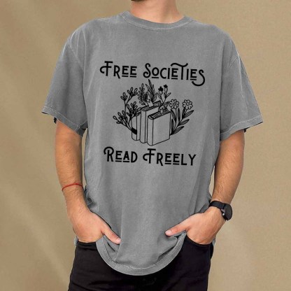 Pagewings Free Societies Read Freely Shirt Unisex Washed T-shirt