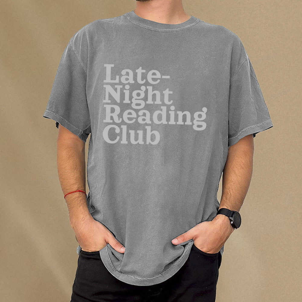Pagewings Late-Night Reading Club Unisex Washed T-shirt
