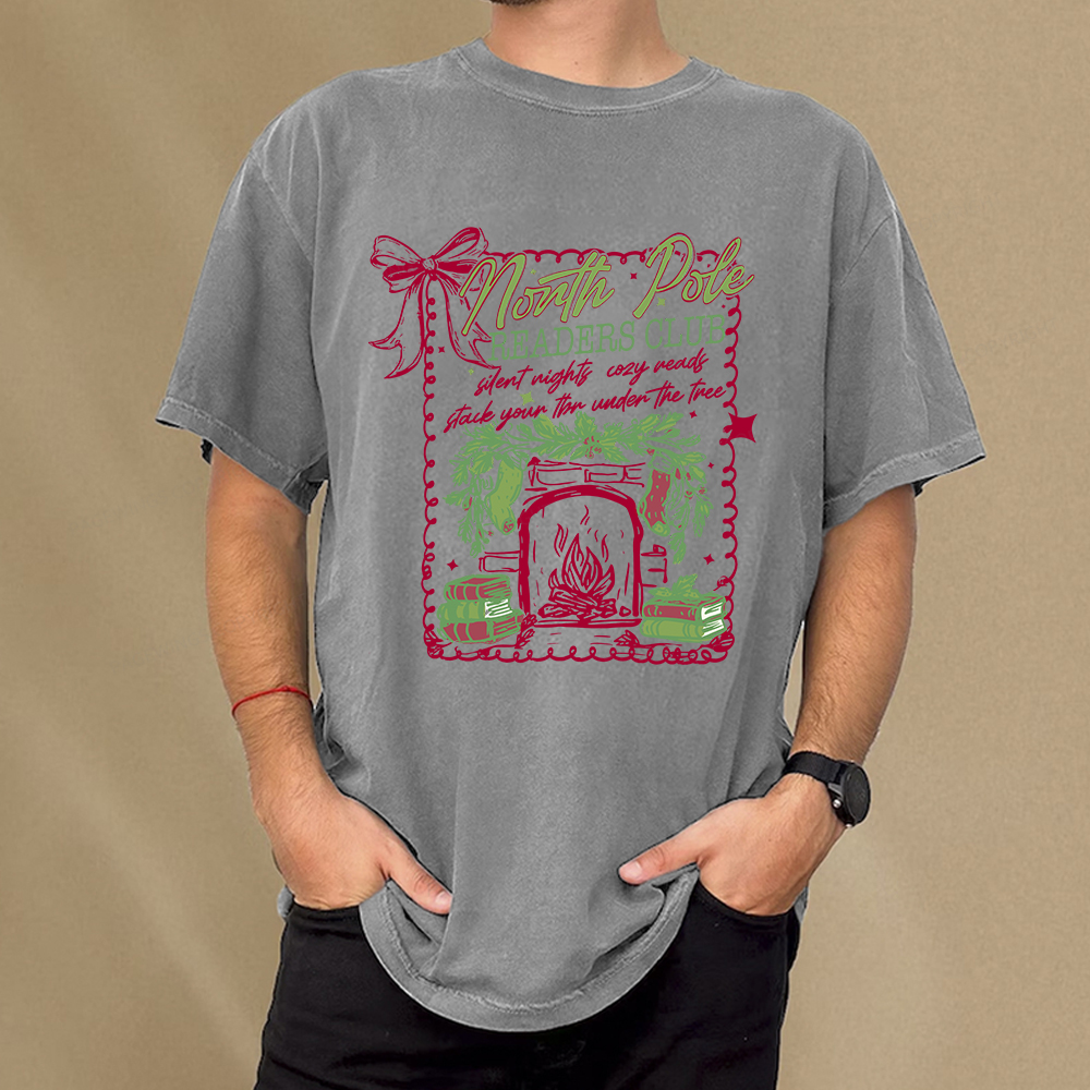 Pagewings North Pole Readers Club Unisex Washed T-shirt