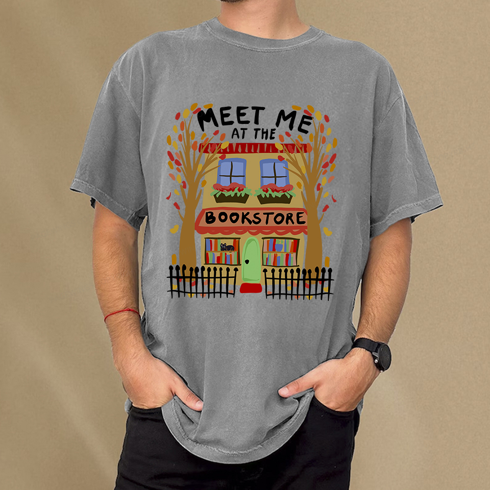 Pagewings Meet Me At The Bookstore Unisex Washed T-shirt