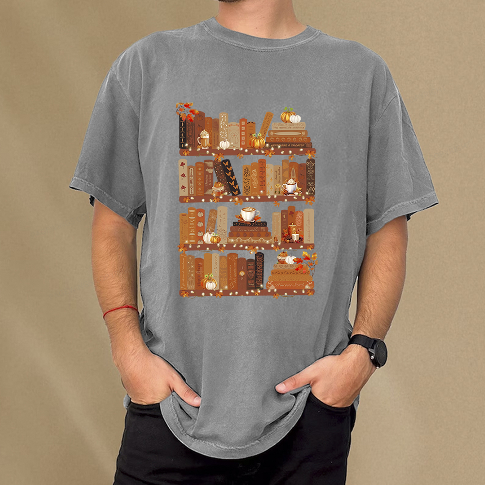 Pagewings Cozy Season Books Lover Unisex Washed T-shirt