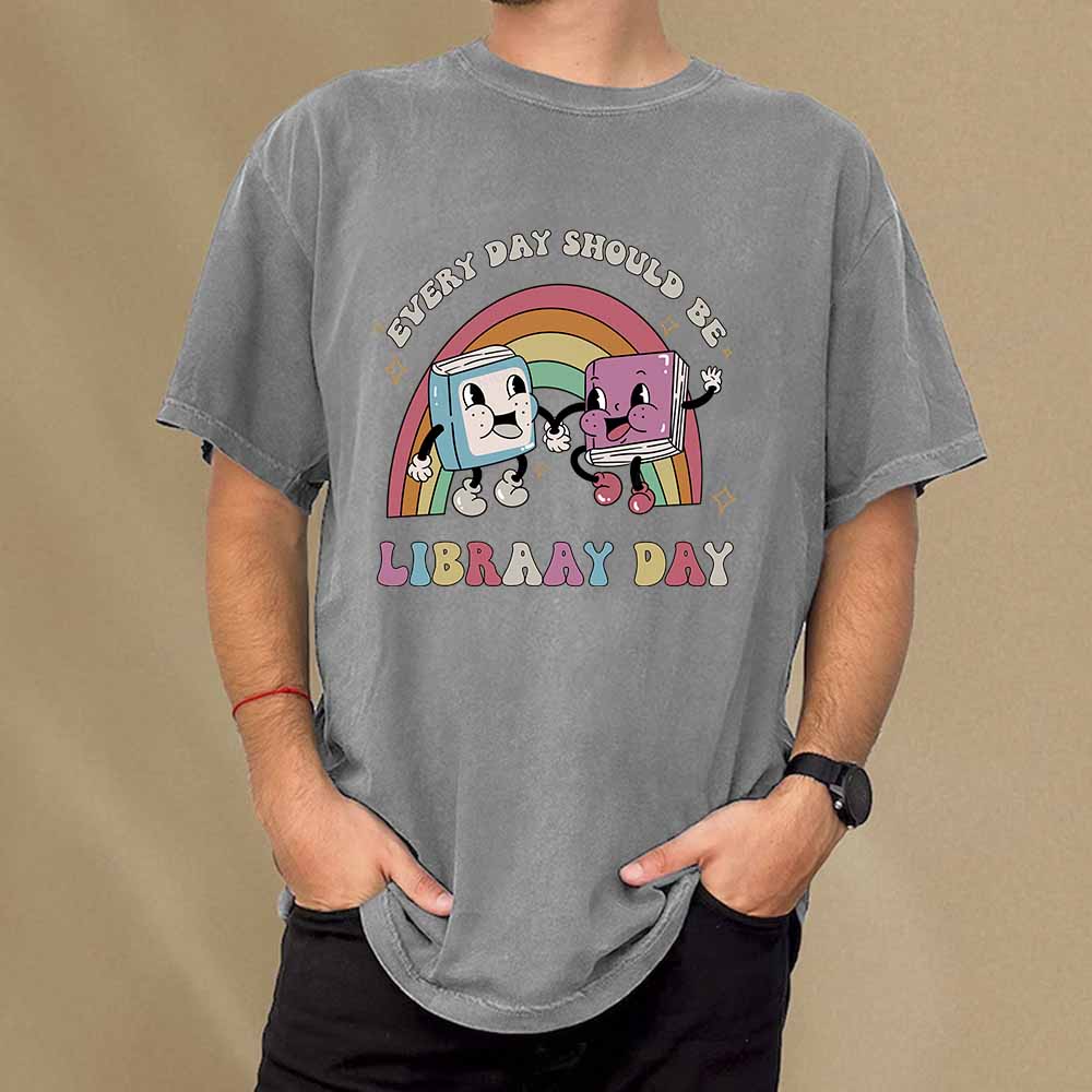 Pagewings Every Day Should be Library Day Unisex Washed T-shirt