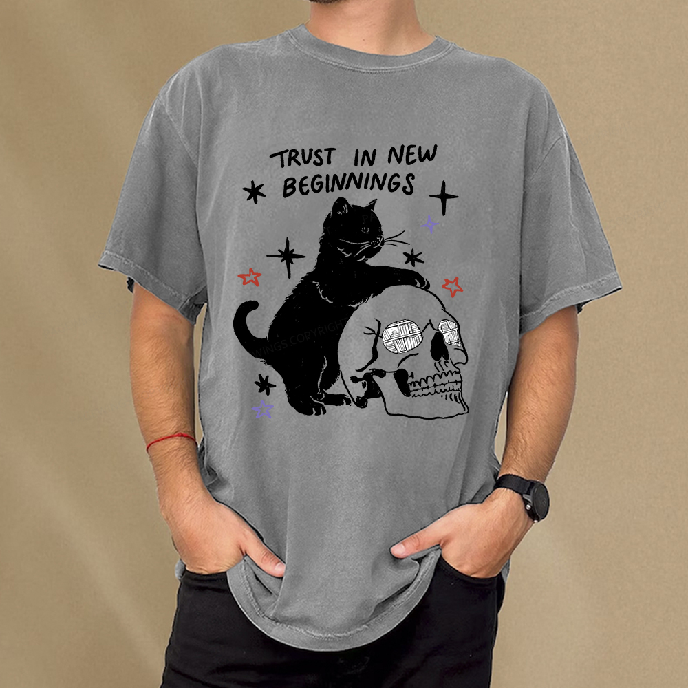 Pagewings Trust In New Beginnings Unisex Washed T-shirt