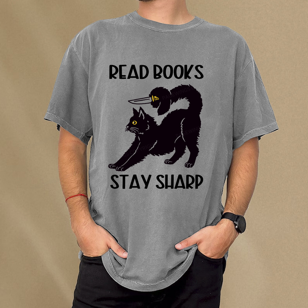 Pagewings Read Books Stay Sharp Unisex Washed T-shirt