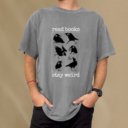 Pagewings Read Books Stay Weird Unisex Washed T-shirt