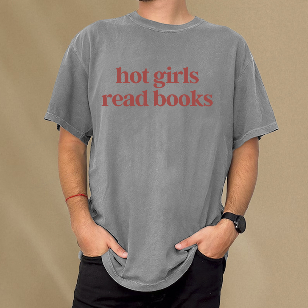 Pagewings Hot Girls Read Books Unisex Washed T-shirt