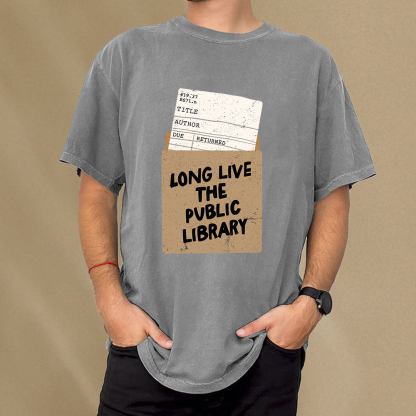 Pagewings Long Live The Public Library Unisex Washed T-shirt
