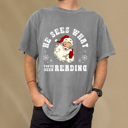 Pagewings He Sees What You've Been Reading Unisex Washed T-shirt