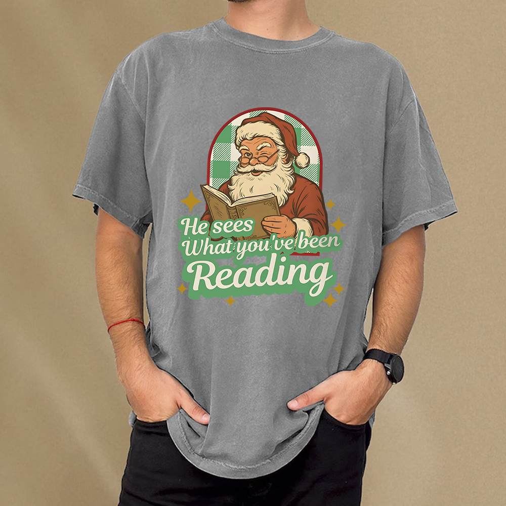 Pagewings He Sees What You've Been Reading Unisex Washed T-shirt