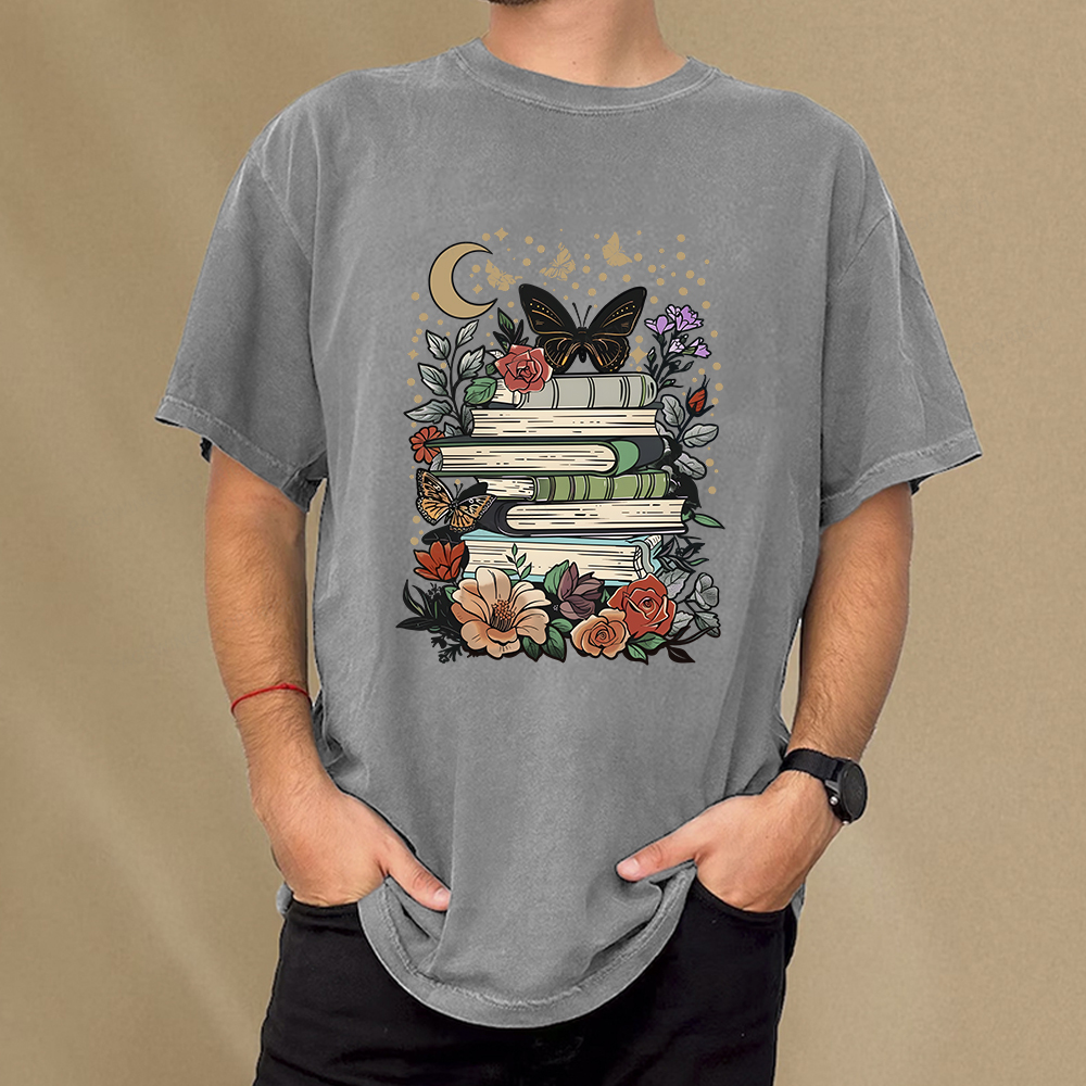Pagewings Reading Books Stay Weird Unisex Washed T-shirt