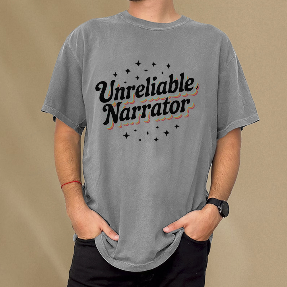 Pagewings Unreliable Narrator Unisex Washed T-shirt