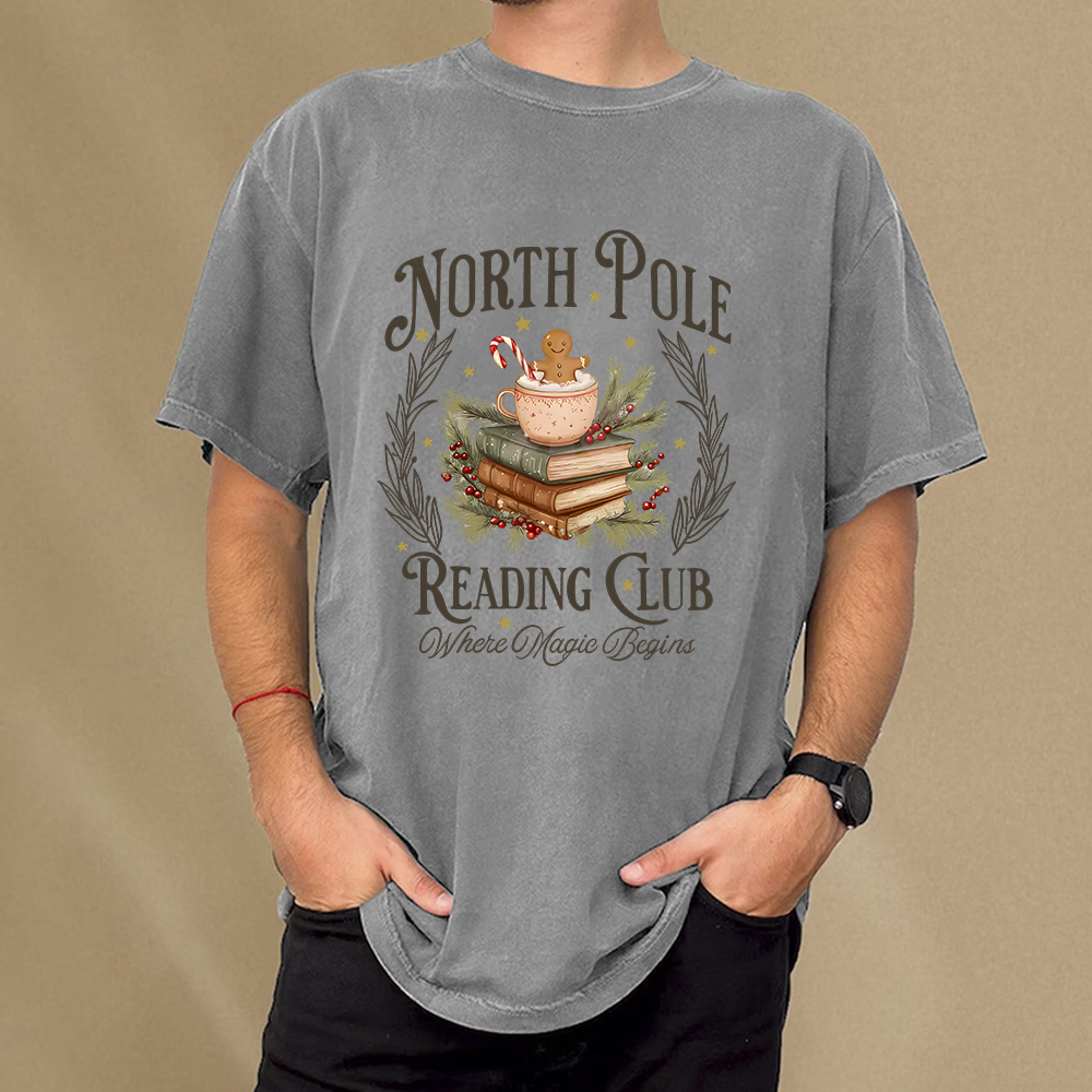 Pagewings North Pole Book Club Unisex Washed T-shirt
