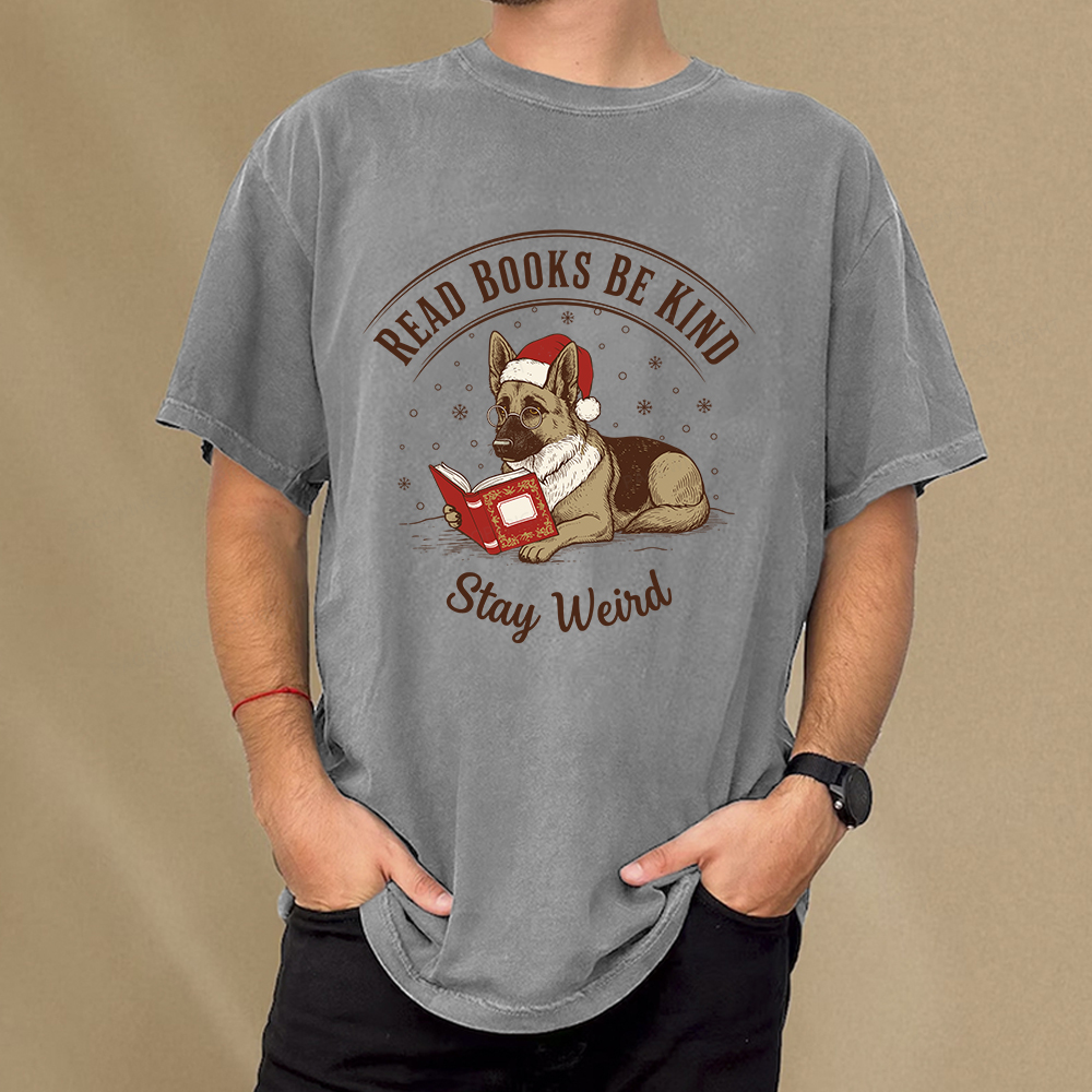 Pagewings Read Books Be Kind Stay Weird Unisex Washed T-shirt
