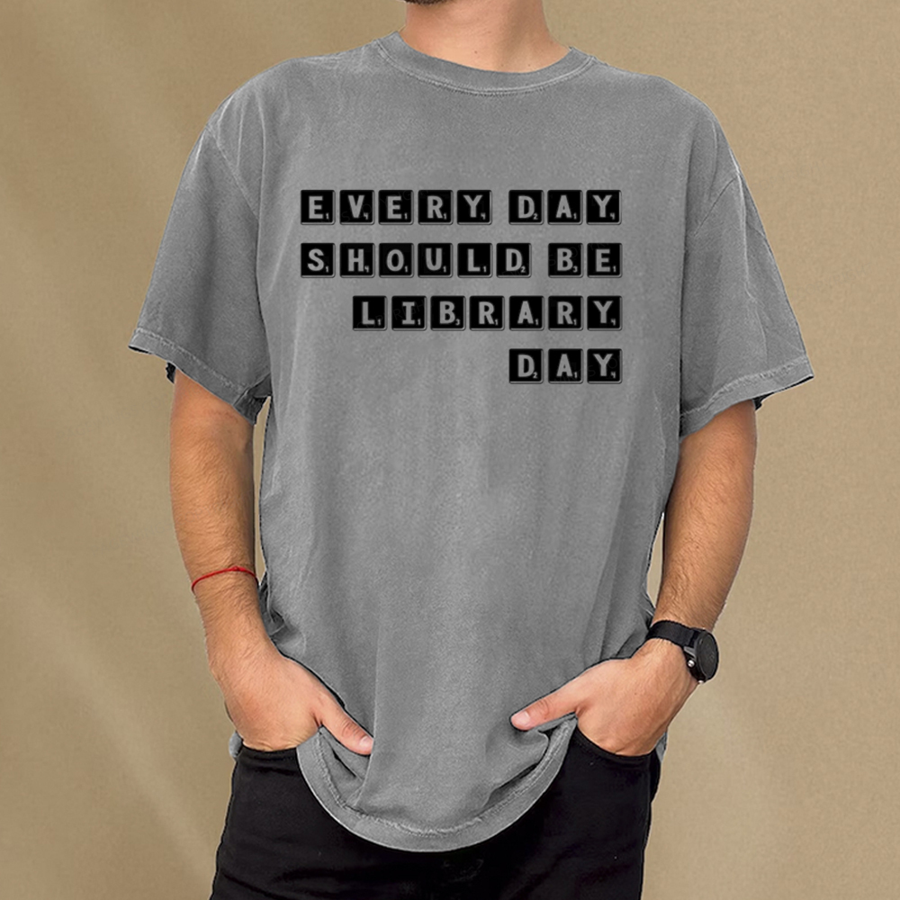 Pagewings Every Day Should be Library Day Unisex Washed T-shirt