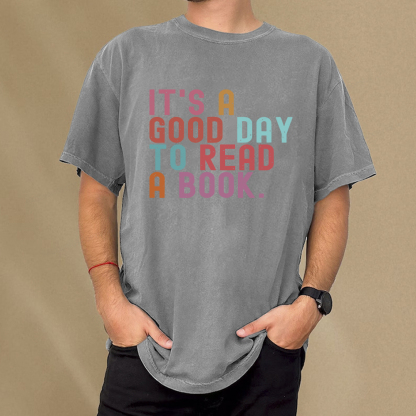 Pagewings It's Good Day to Read A Book Unisex Washed T-shirt