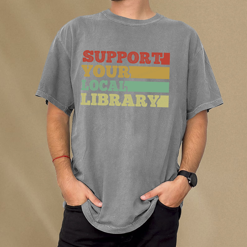 Pagewings Support Your Local Library Unisex Washed T-shirt