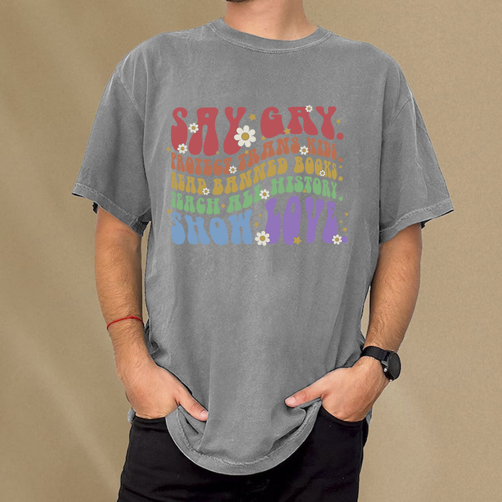 Pagewings Say Gay Unisex Washed T-shirt