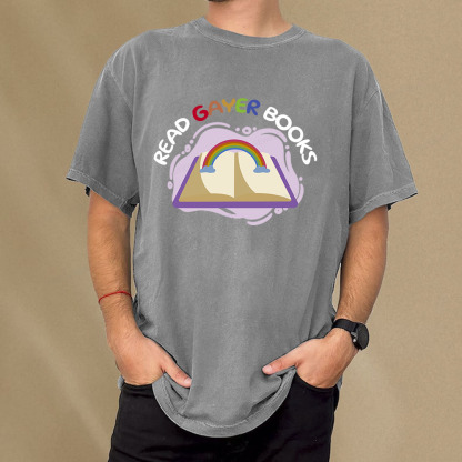 Pagewings Read Gayer Books Unisex Washed T-shirt