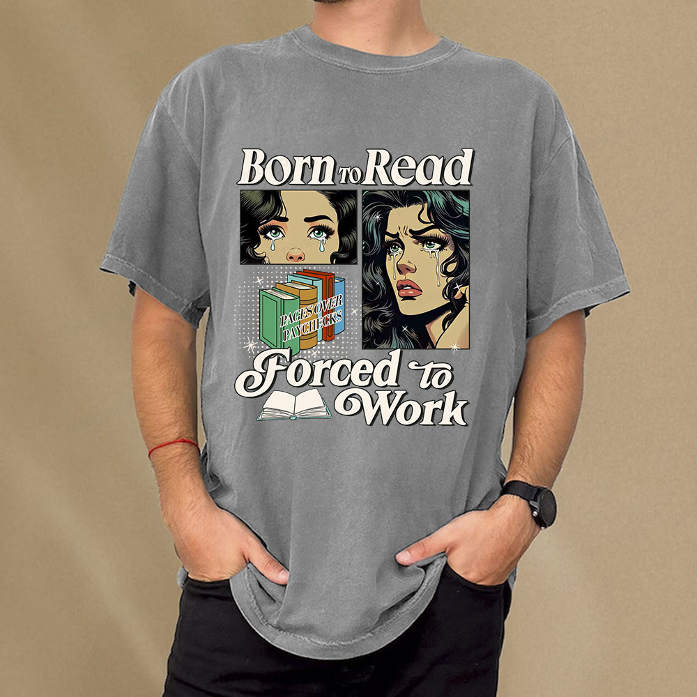 Pagewings  Born To Read Bookish Unisex Washed T-shirt