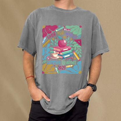 Pagewings Color Our World Summer Reading 2025 Unisex Washed T-shirt