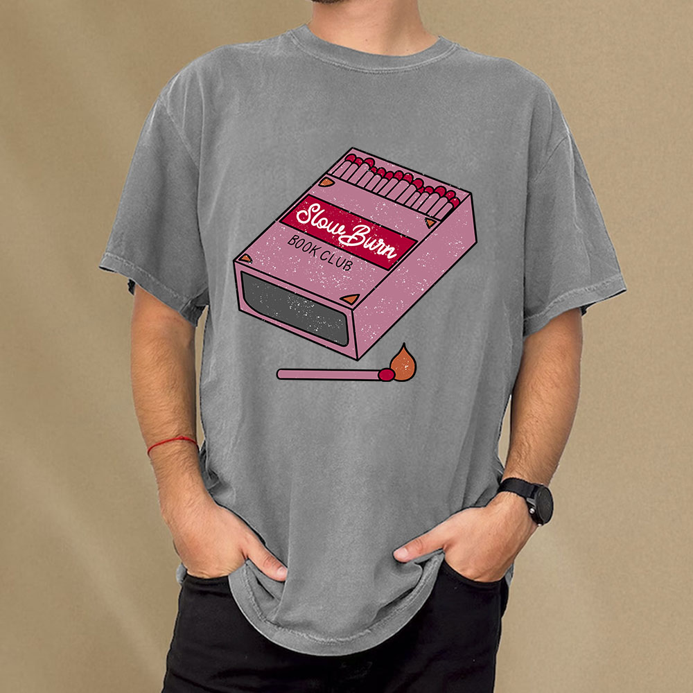 Pagewings Slow Burn Book Club Unisex Washed T-shirt