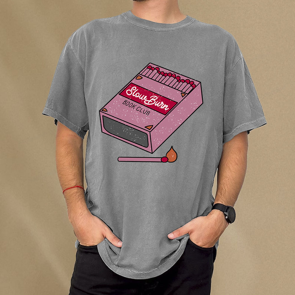 Pagewings Slow Burn Book Club Unisex Washed T-shirt