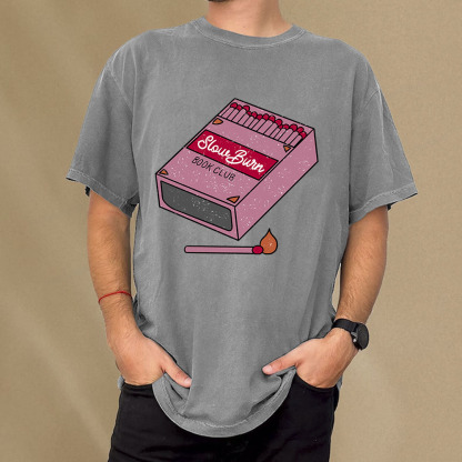 Pagewings Slow Burn Book Club Unisex Washed T-shirt