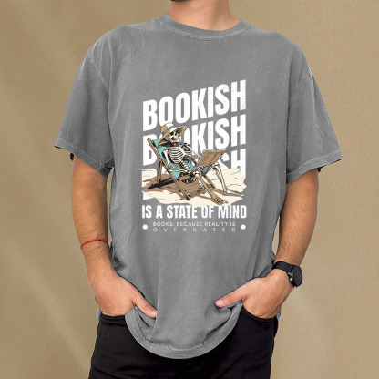 Pagewings Bookish Is A State Of Mind Unisex Washed T-shirt