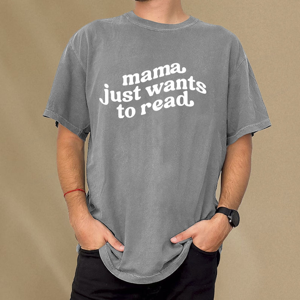 Pagewings Mama Just Wants to Read Unisex Washed T-shirt