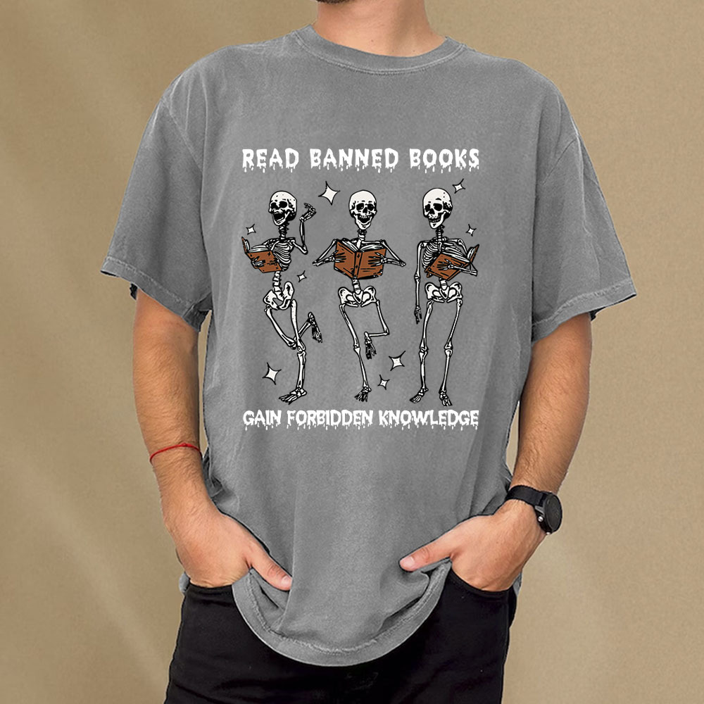 Pagewings Read Banned Books Gain Forbidden Knowledge Unisex Washed T-shirt
